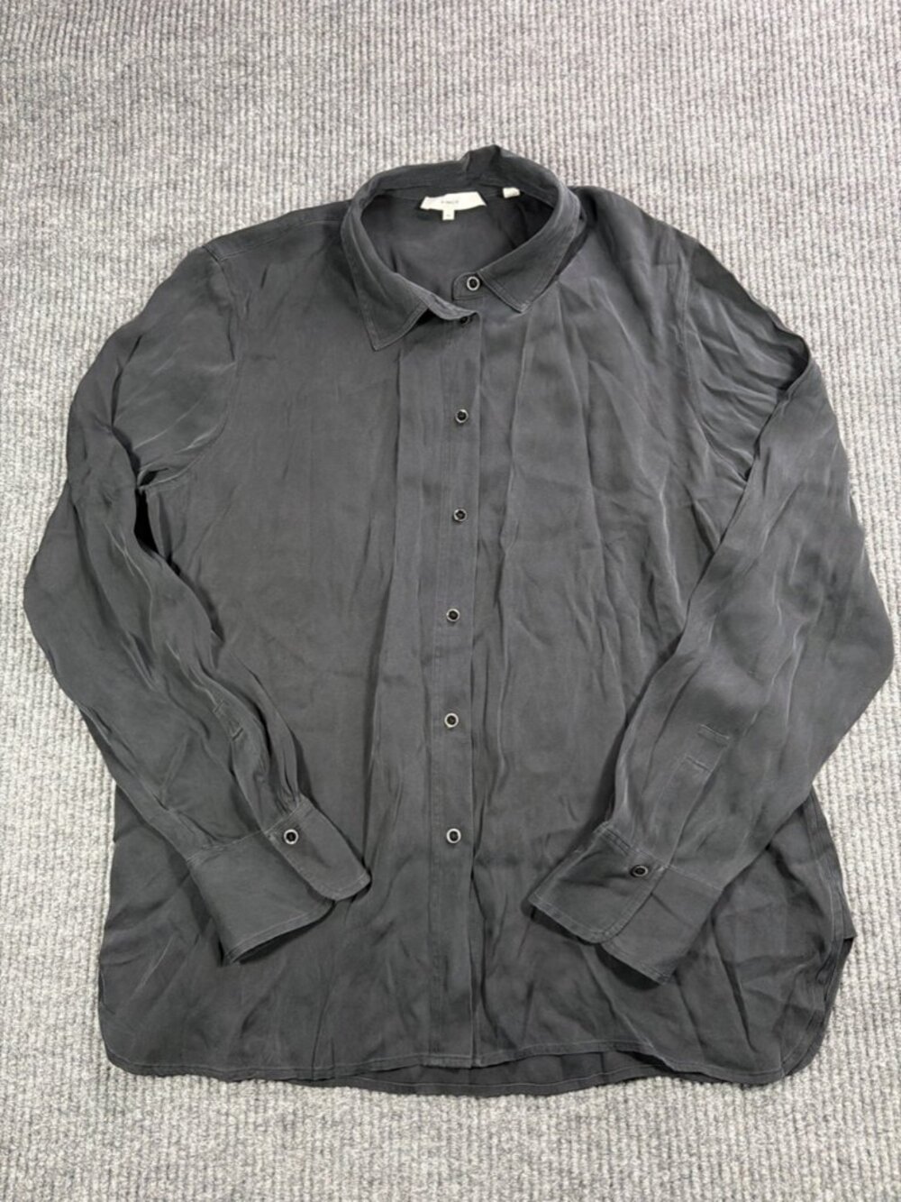 Vince Silk and Spandex Black Button Down Shirt Blouse Women's XL
